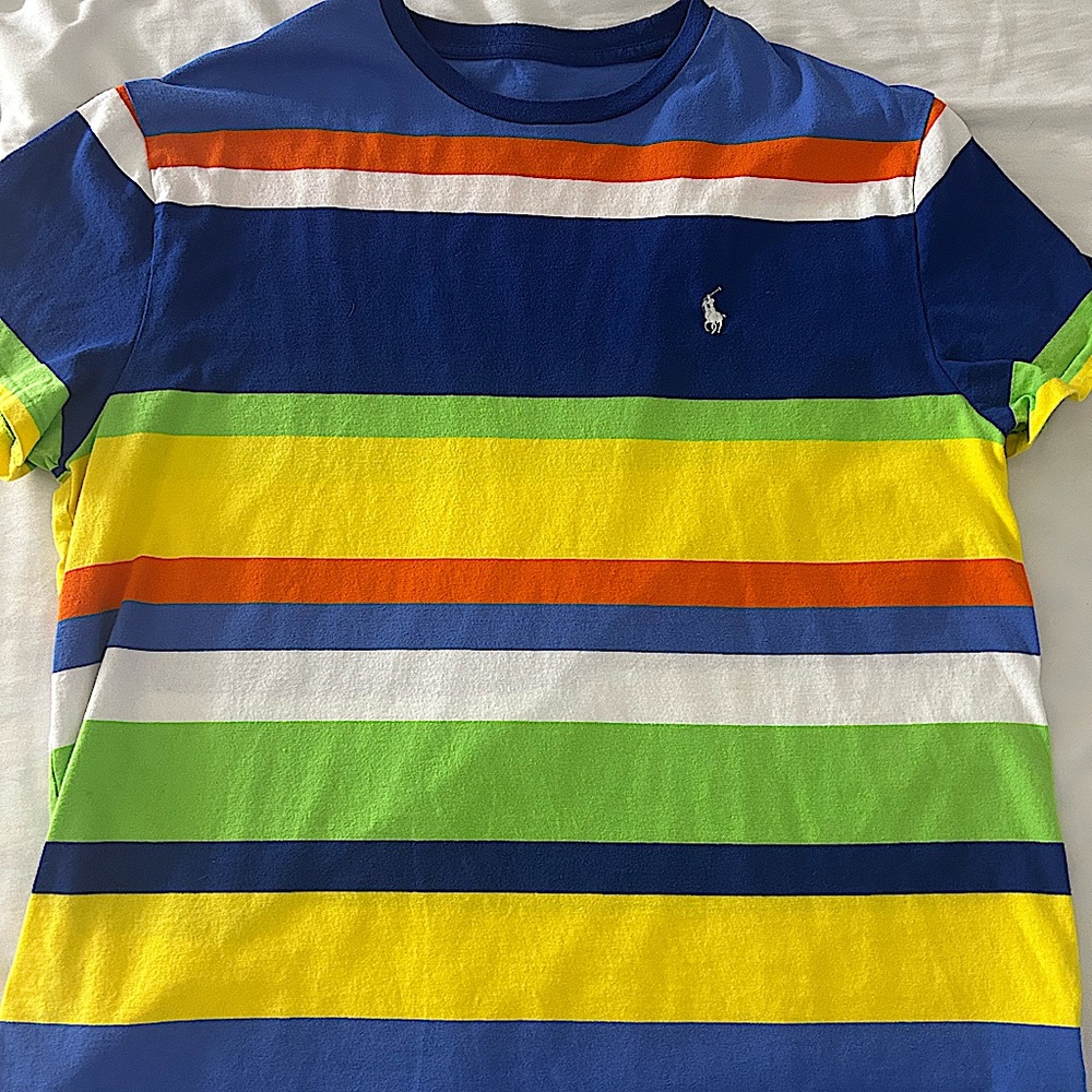 Polo Ralph Lauren Men's XL T-shirt Multi Color Striped Crew Neck Classic Fit NWT